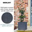 Black Concrete Effect Square Planter, Vintage Style Flower Box, Frostproof Outdoor Plant Pot, Garden Planter Box with Drainage Holes