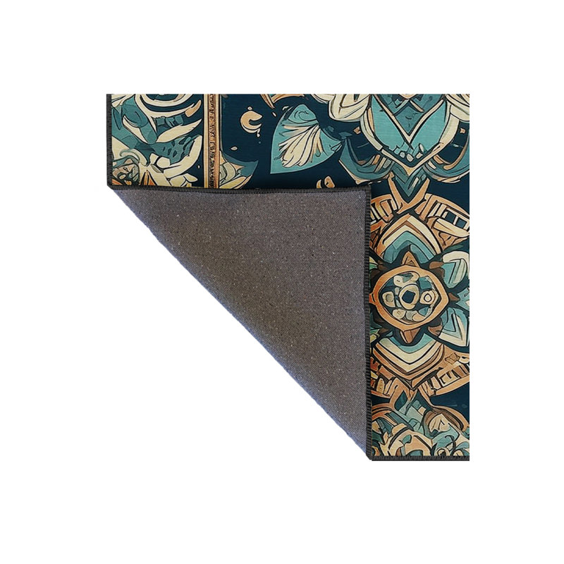 Tapis bleu tissé lavable rétro Mosso, 2'6" x 4'11"