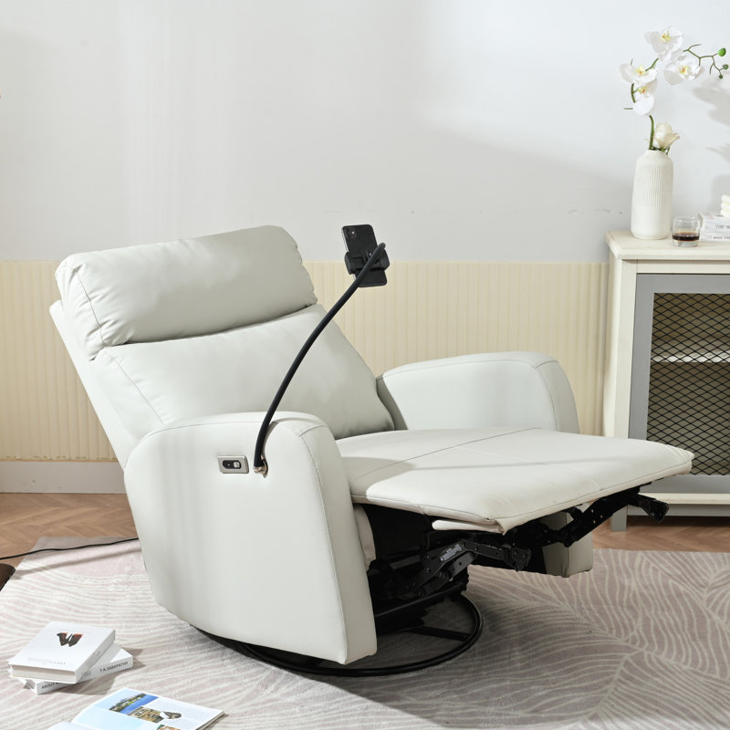 Chaise berçante pivotante 270 °, revêtement - pivotant inclinable électrique gris, lignes lisses