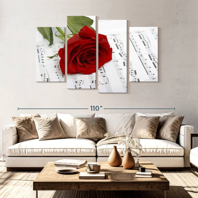 Harnek Rose sur une feuille de musique, H 54 po x l 84 po