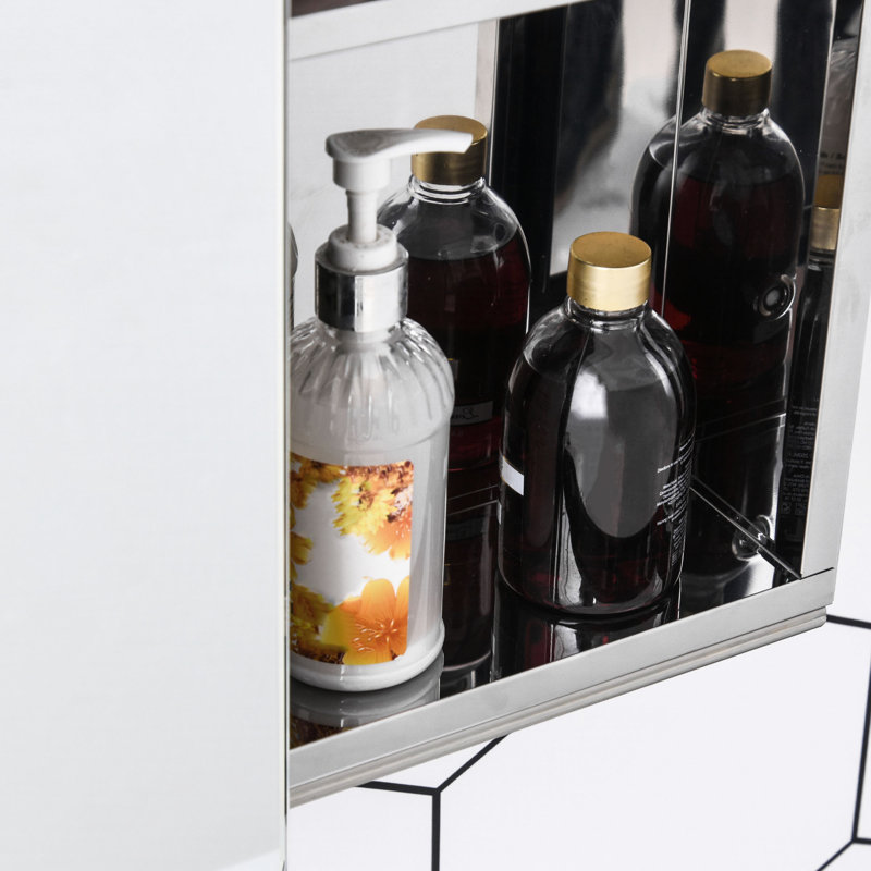 Armoire à pharmacie en acier inoxydable 18 "x 26", miroir, 3 tablettes et porte coulissante
