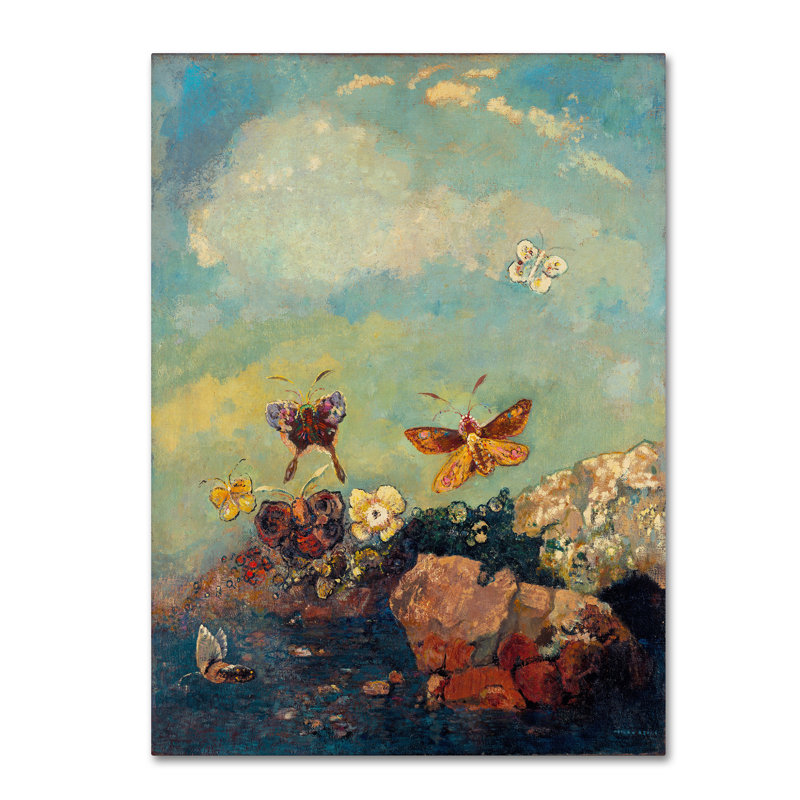 « papillons », reproduction sur toile tendue, H 19 po x l 14 po
