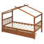 Lit de rangement en noyer de conception amusante avec rangement intégré sous le lit, fabrication en bois robuste, premier choix pour les adolescents