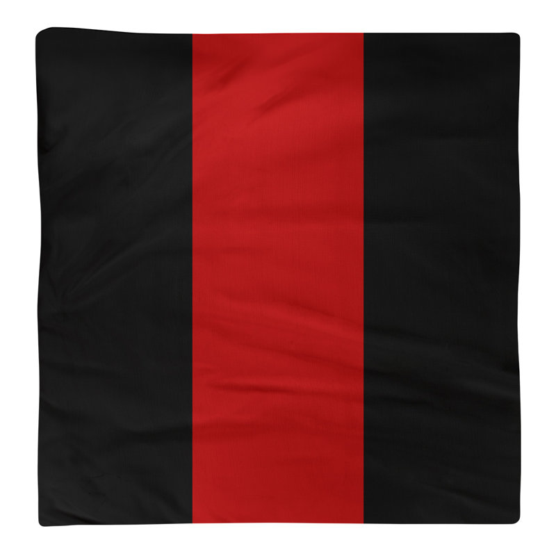Striped Square Napkin, Black/Scarlet/Black, 22" H x 22" W x 0.25" D, Poly Twill