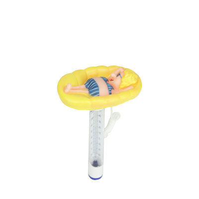7.5" Yellow and White Relaxing Woman Floating Swimming Pool Thermometer with Cord