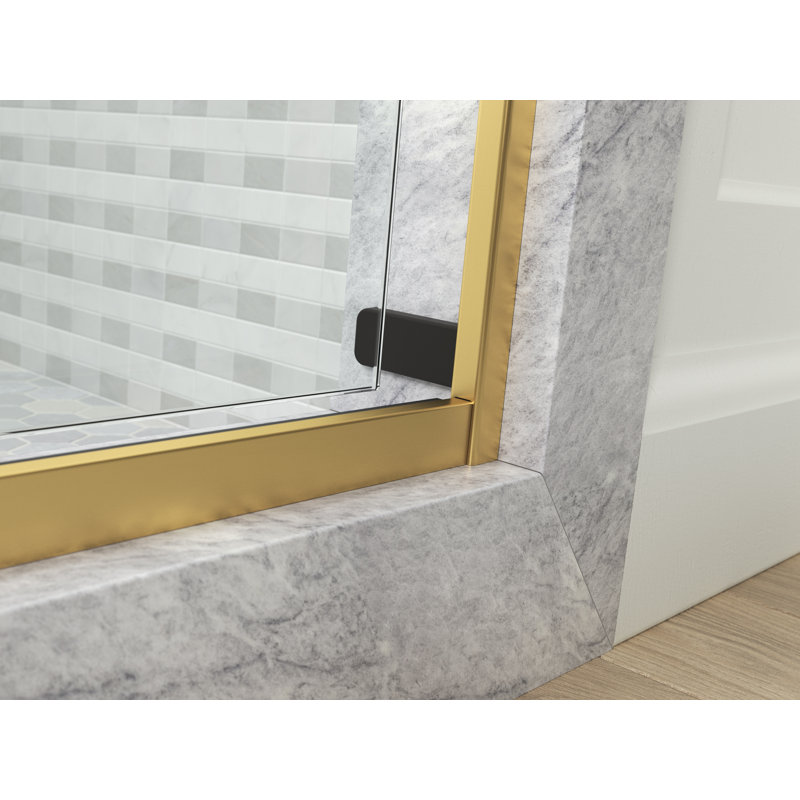 Levity Plus Less Sliding Shower Door, 77-9/16 In. H X 44-5/8 - 47-5/8 In. W, With 5/16 In.-Thick Crystal Clear Glass, Bronze