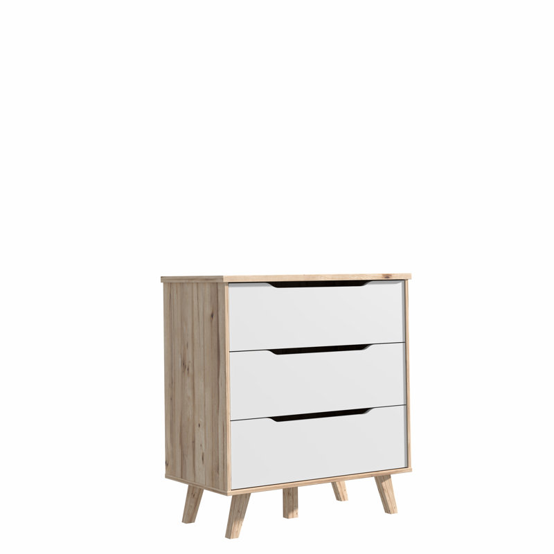 Vankka 80 cm W Chest of 3 Drawers, Old oak with white