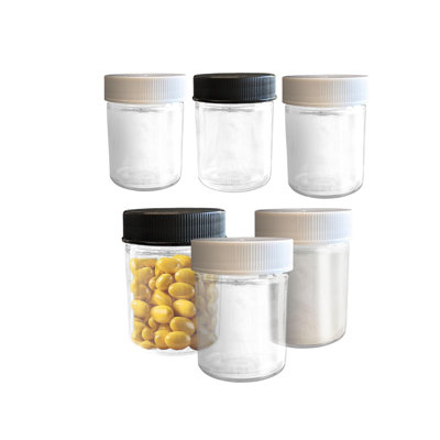  Pots de rangement en verre transparent de 1,25 oz avec couvercles blancs, mini contenants pour cosmétiques, voyages et articles ménagers (288)