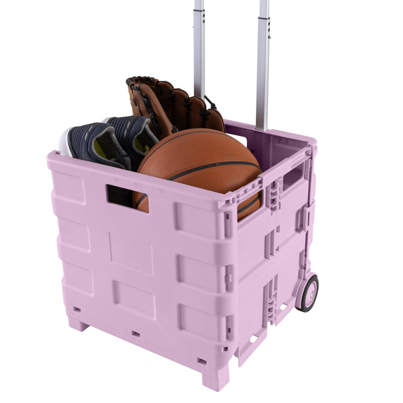Panier pliable portatif à roulettes Simplifier couleur lilas | Chariot d'épicerie pliable d'une capacité de 55 lb | Chariot utilitaire léger à roulettes
