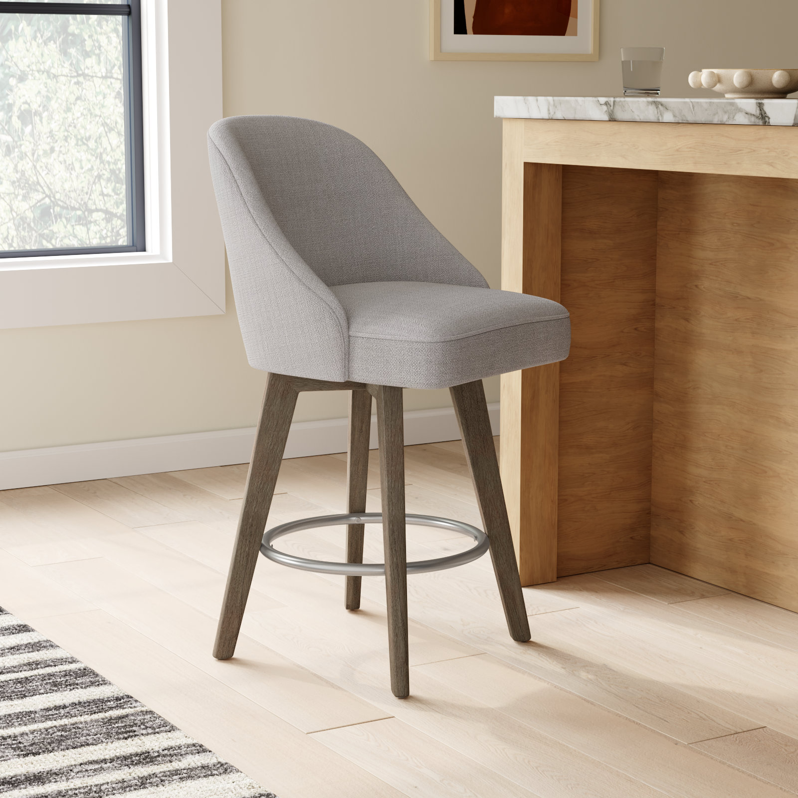 Pearce Swivel Bar and Counter Stool, Gray, Counter Stool (25.75” Seat Height), 1