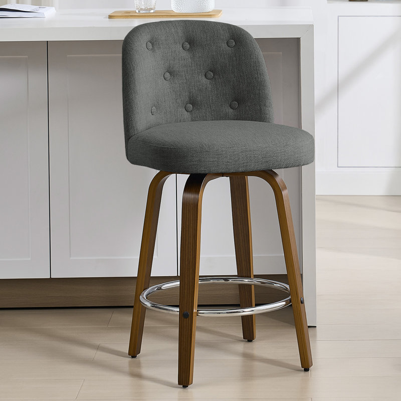 Tabouret de bar et de comptoir pivotant rembourré, Gris foncé, 1, Tabouret de comptoir (siège d'une hauteur de 26 p