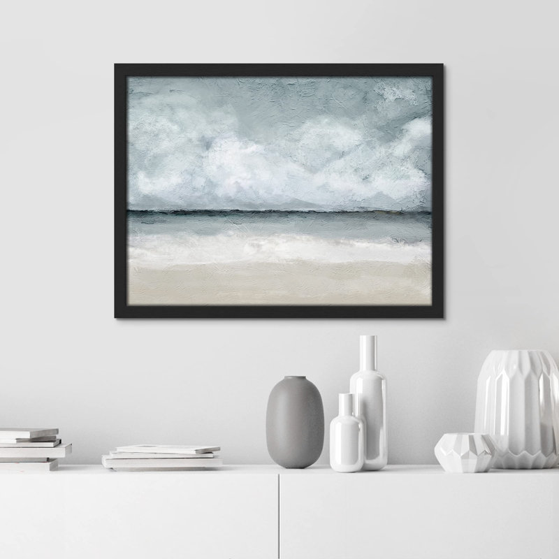 " Storm Cloud Beach Landscape ", Black, 11" H x 14" W