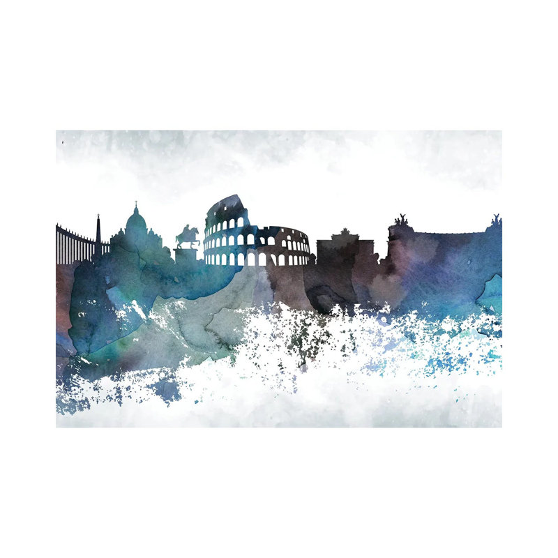 Rome Bluish Skylines by WallDecorAddict - Gallery-Wrapped Canvas Giclée on Canvas, Wrapped Canvas, 20.32 cm H x 30.48 cm W