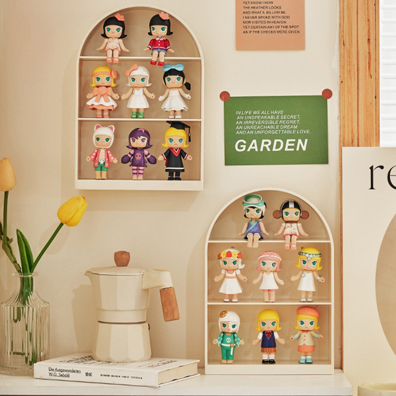 Présentoir mural à 3 couches pour figurines debout sans poinçonnage