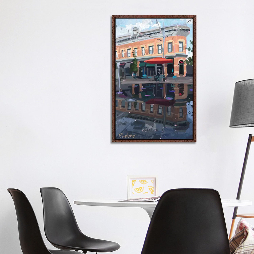 Downtown Fort Collins von Teddi Parker - Galerie-verpackte Leinwand Giclée auf Leinwand