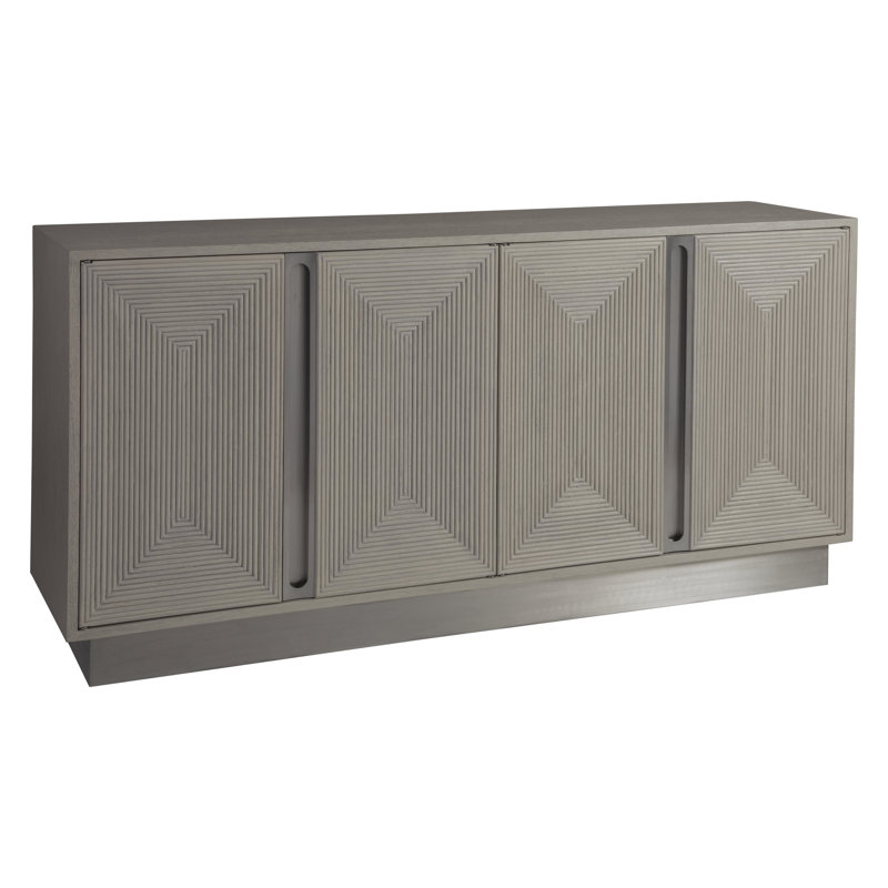 Gray Oak and Stainless Steel Modern Media Console