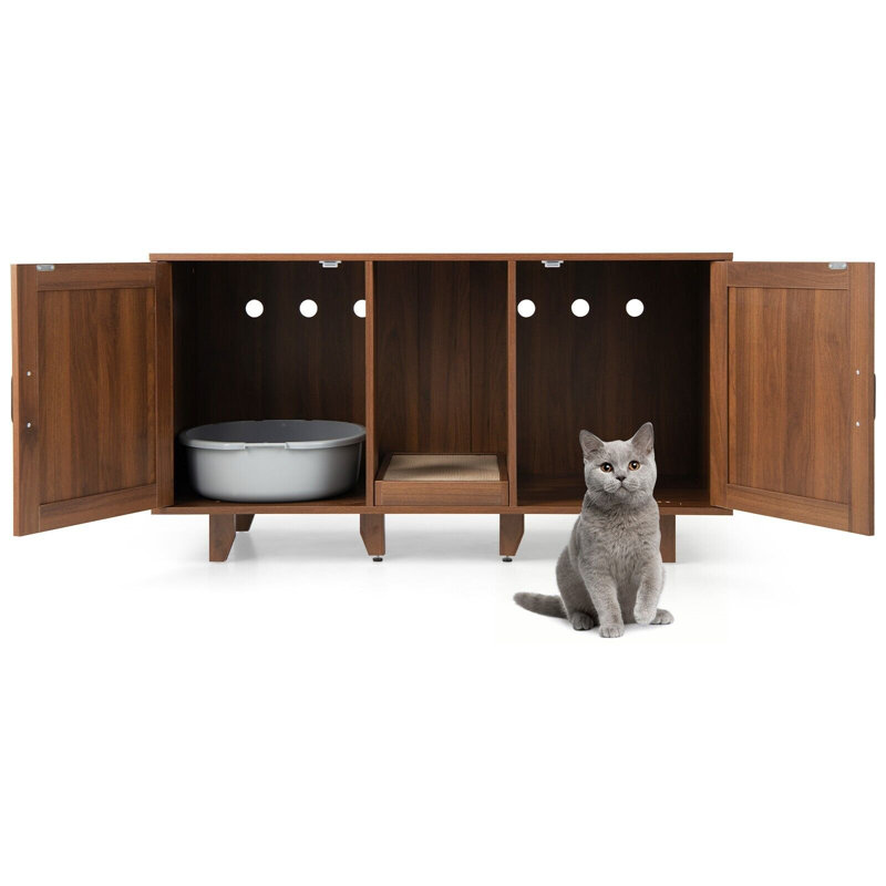 Aaliyah Enclosed Litter Box Enclosure, Brown