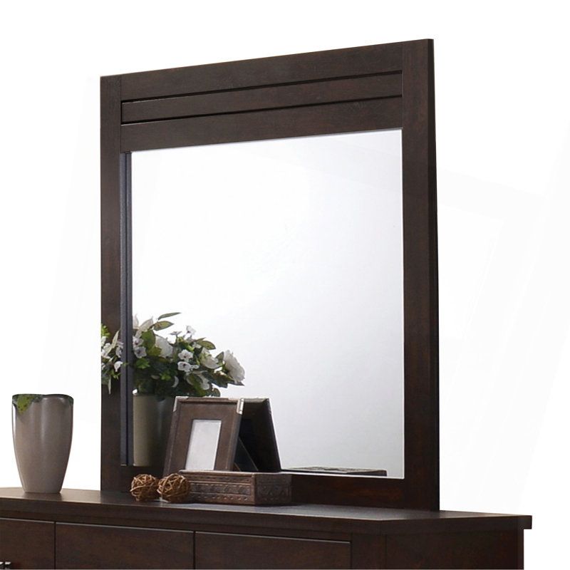 Miroir à finition acajou