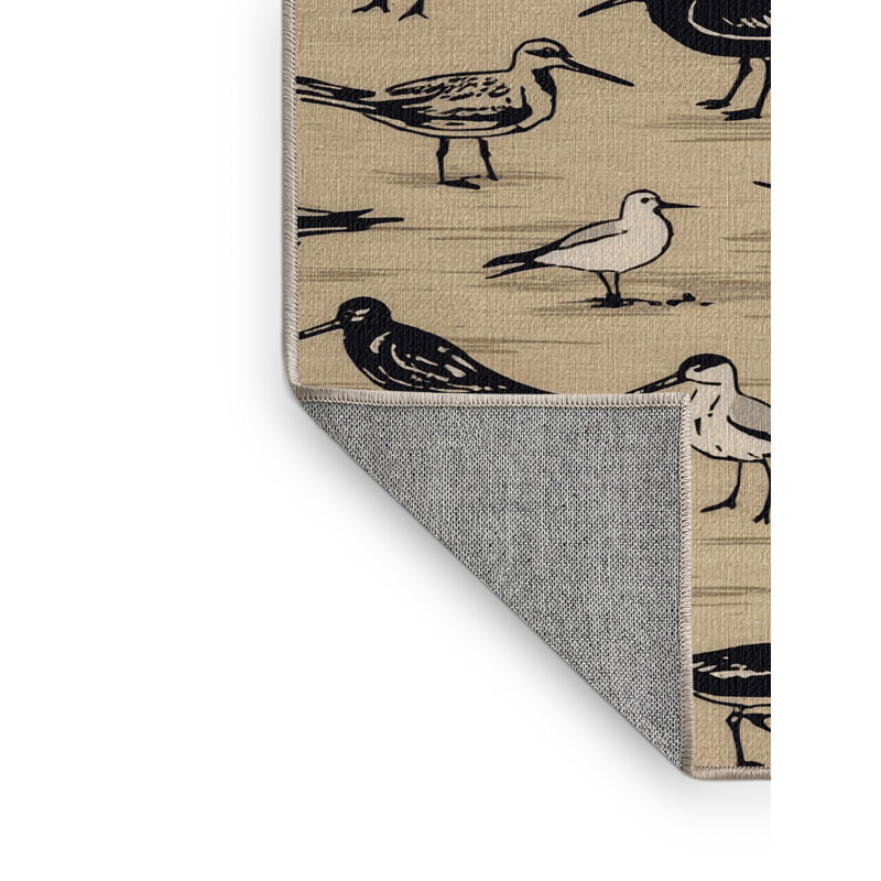  Tapis bord de mer lavable Seabird Sanctuary, Rond 3 pi