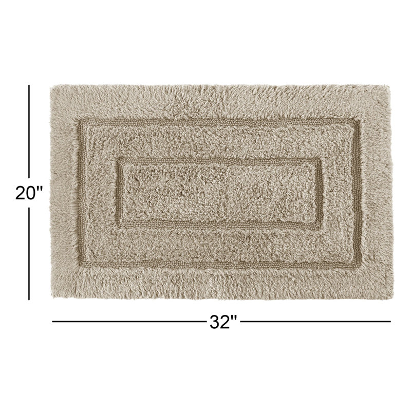 Apolonia Cotton Non-Slip Bath Rug, 20" H x 32" W, Linen