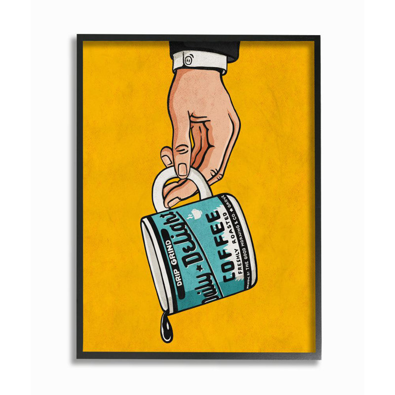 « égoutter café rétro, livre blanc de couleur jaune » par l’ester kay, impression sur toile, H 20 po x l 16 po x P 1,5 po