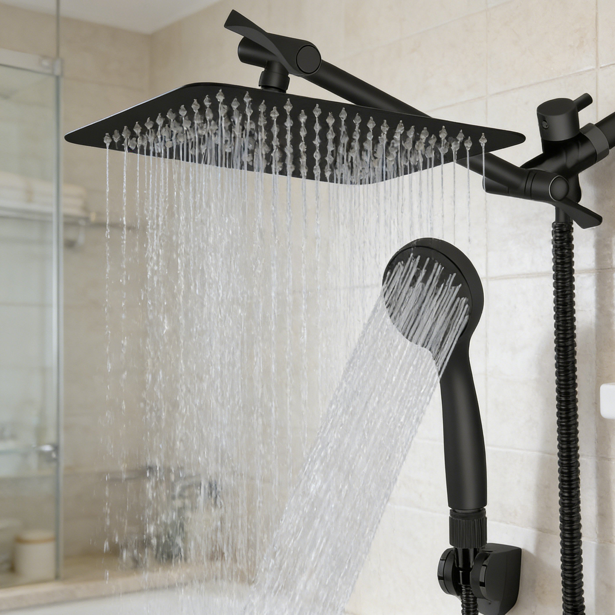 Jane High Pressure Rainfall Shower Head With Handheld Showerhead Combo ...
