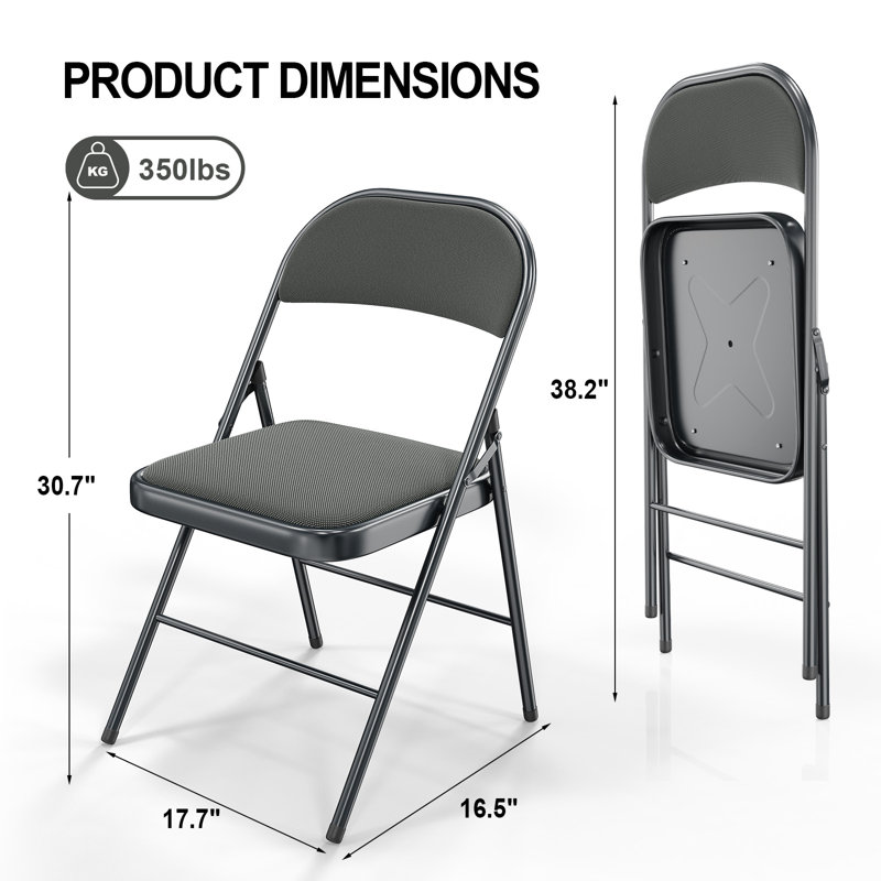 10 chaises pliantes rembourrées, gris, Gris