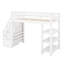 Lit mezzanine avec tablettes, escalier de rangement, petite armoire et lumière DEL blanche-1639540913