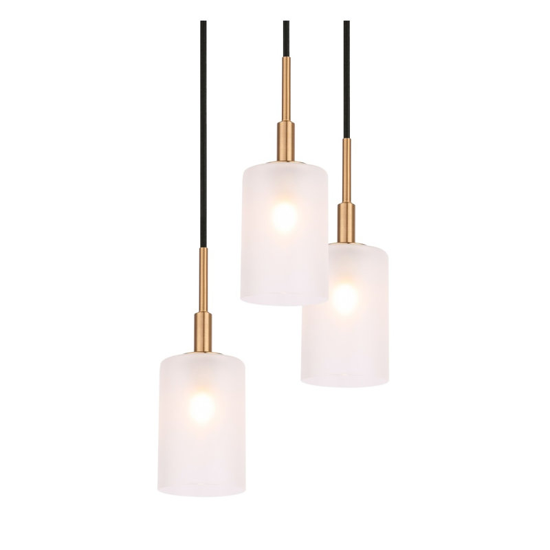 Luminaire suspendu cylindre grappe 5 lumières Herr, Laiton / Bronze, Halogène