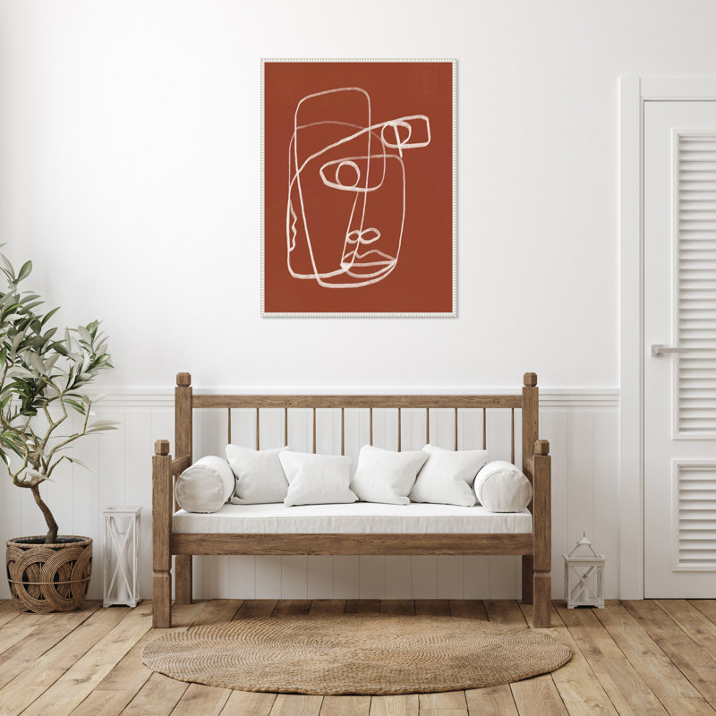 «Line Art Abstract Portrait Terracotta 02» par Little Dean, reproduction d'art sur toile encadrée, H 42 po x l 32 po