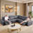 Oversized Power Reclining Leather Sectional Sofa With Console And Dual Recliners For Living Room Dark Gray-123918653