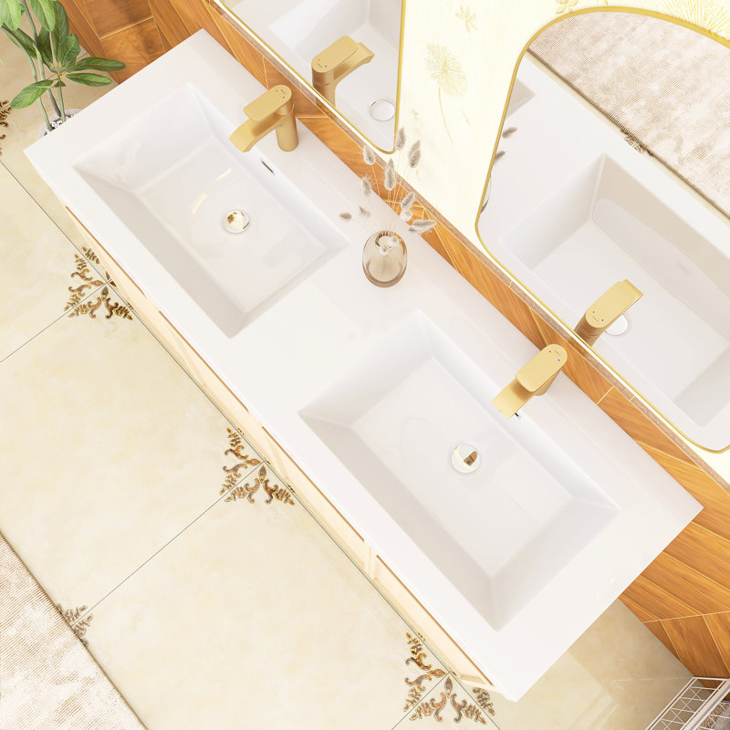Ensemble de meuble-lavabo autoportant 59,1 po avec plateau en résine 59,1 po, 59.1"