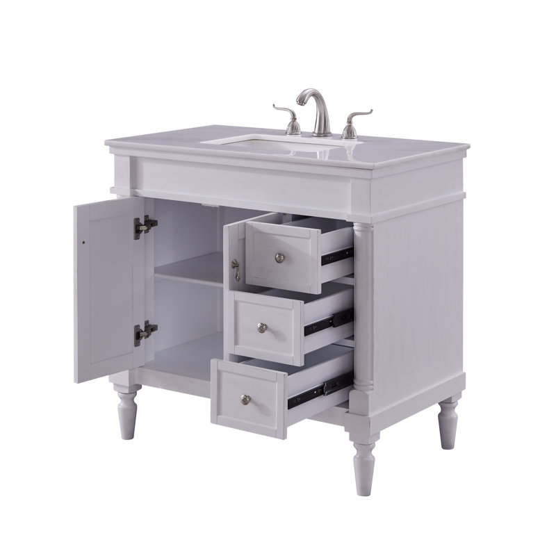 Lexington 36'' Single Bathroom Vanity with Top, Antique White, Ivory White