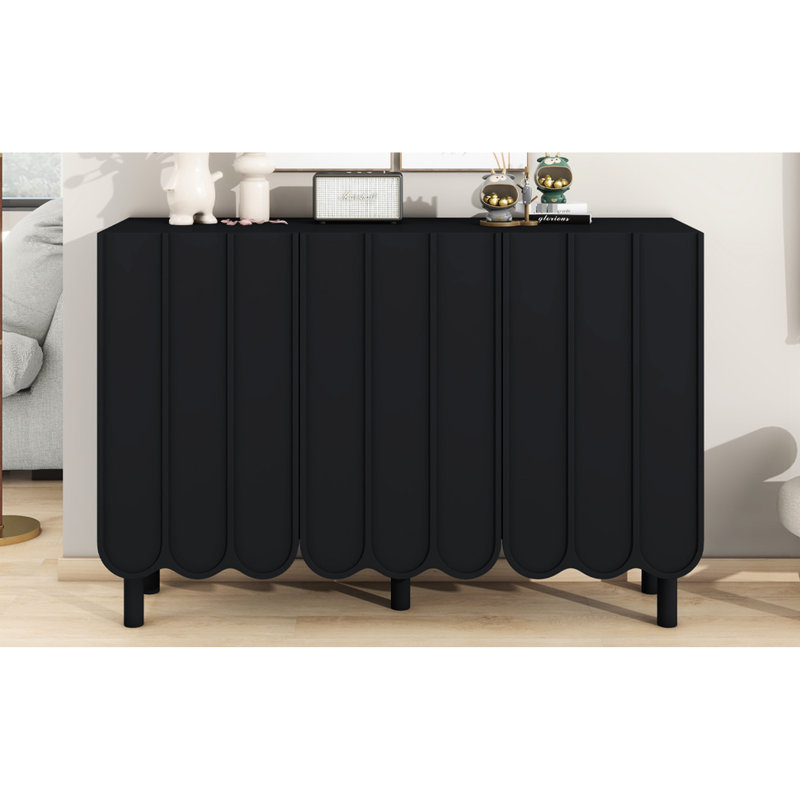 Noir minimaliste avec tablettes réglables, construction robuste pour les sections d'armoires de rangement d'étude, bureau à domicile à porte ondulée