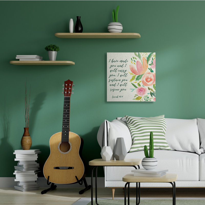 «Isaiah 46: 4 Proverbs Watercolor Spring Florals» par Studio W - impression, Toile tendue, H 36 po x l 36 po