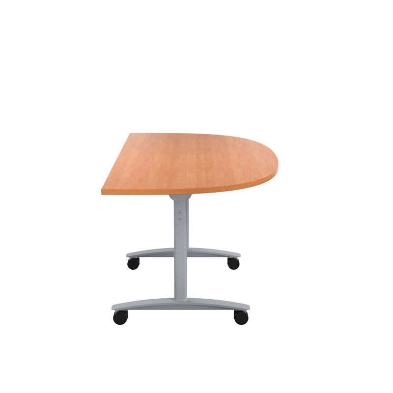 Buariki Half-circle 4 Person Flip Top 160cm L Modular Training Table with Casters, Beech