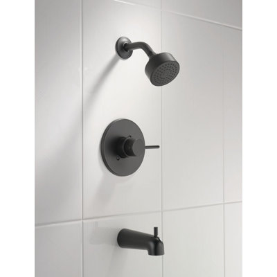Ensemble de robinet de baignoire et de douche Modern 14 Series, ensemble de pomme de douche et poignées noir mat, ensemble de garniture de valve, noir mat (valve non incluse)