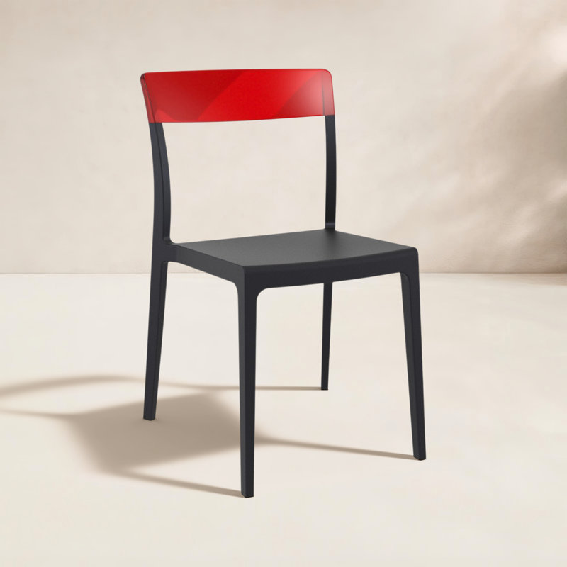 Chaise de terrasse empilable Kliebert, Noir / rouge transparent