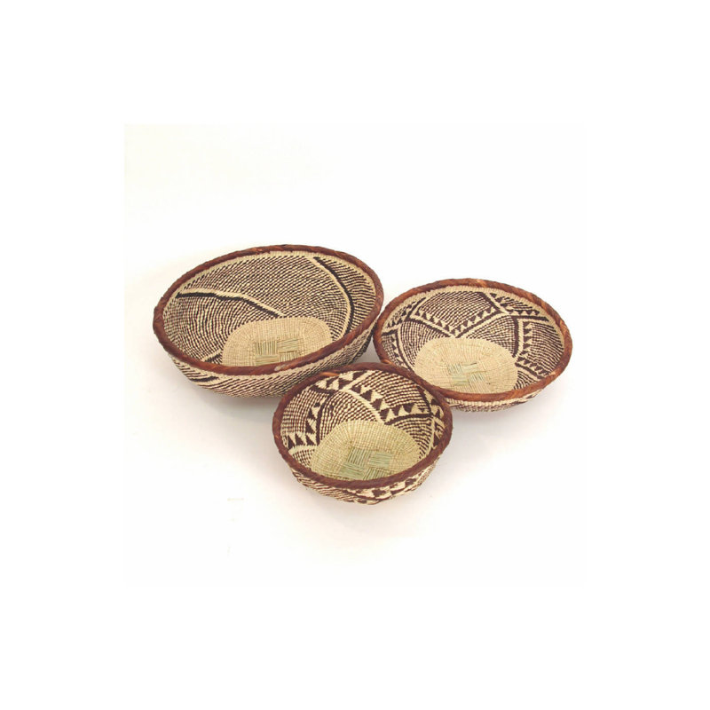 Tonga Basket Bowls, 2" H x 11.5" W x 11.5" D