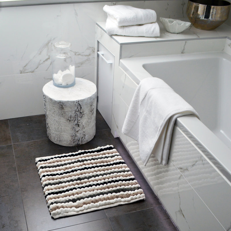Kupar Chunky Bobble Square Bath Mat, Monochrome
