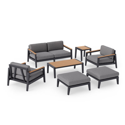 Outdoor Furniture Rhodes 6 Seater Patio Chat Set with Coffee Table and Side Table -  NewAge Products, 91403