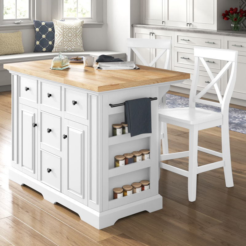 Ensemble d'îlot de cuisine 50 "Diamondback, Blanc, Bois