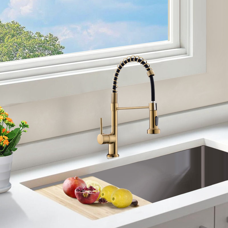 Topcraft Single Handle Single Hole Pull Down Kitchen Sink Faucet with LED