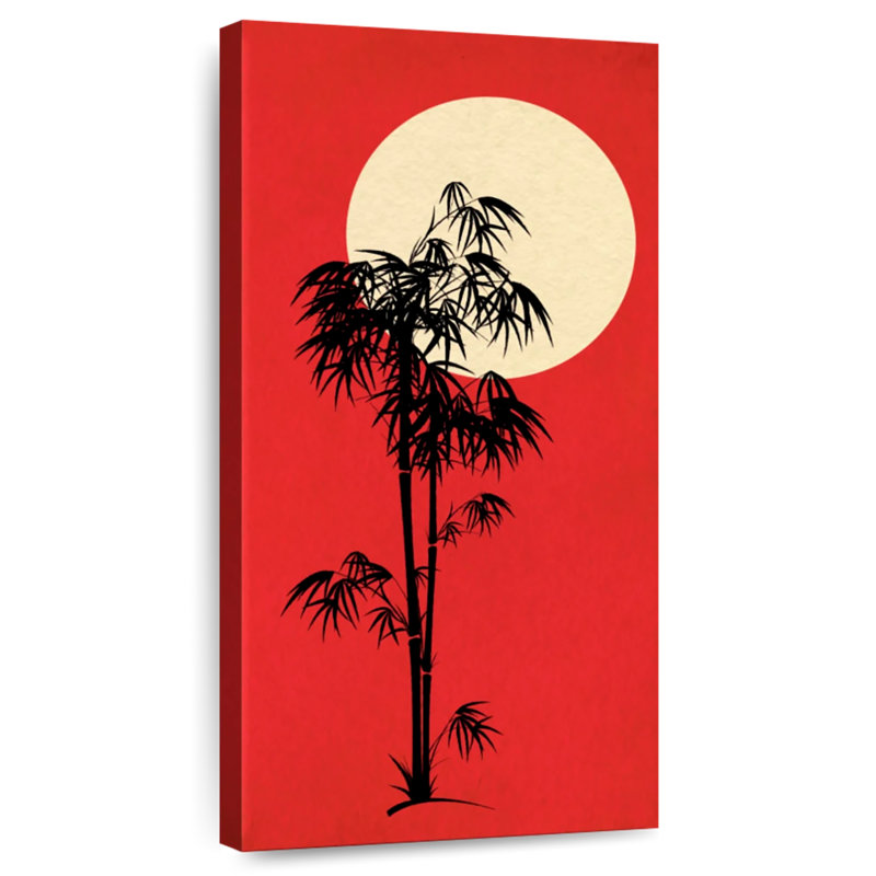 Full Moon Behind Bamboo, 24" H x 12" W