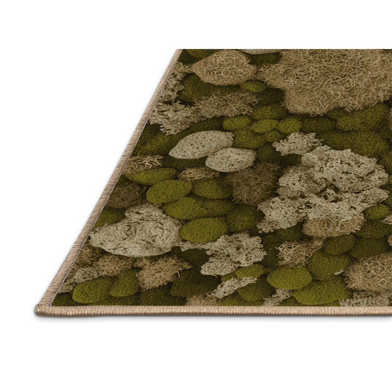 Tapis botanique brun lavable à la machine, Rectangle 6 pi x 9 pi