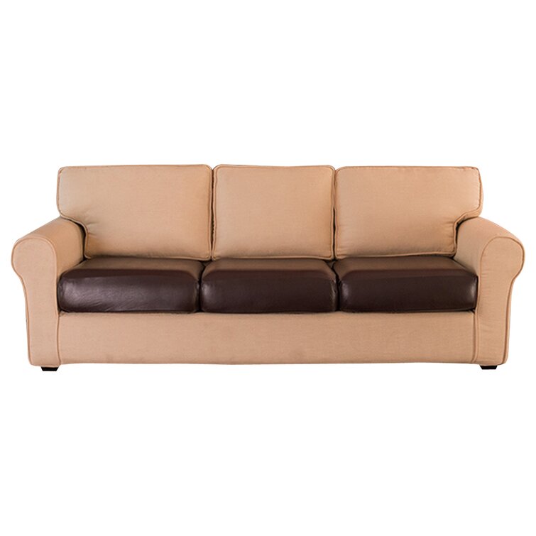 Sofa Seat Cushion Cover, Faux Leather Stretchy Chair Loveseat Couch Cushion Covers  Slipcovers 