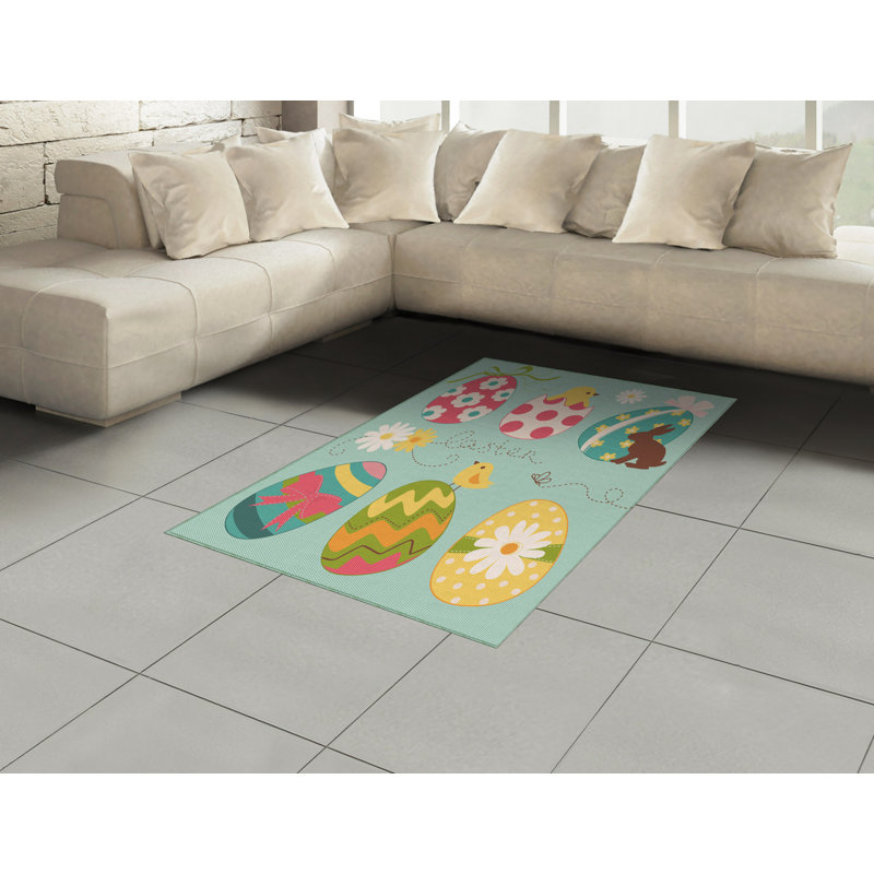 Easter High Density Long Fiber Poly Threads Decorative Area Rug Carpet, Rectangle 4' x 5'8"