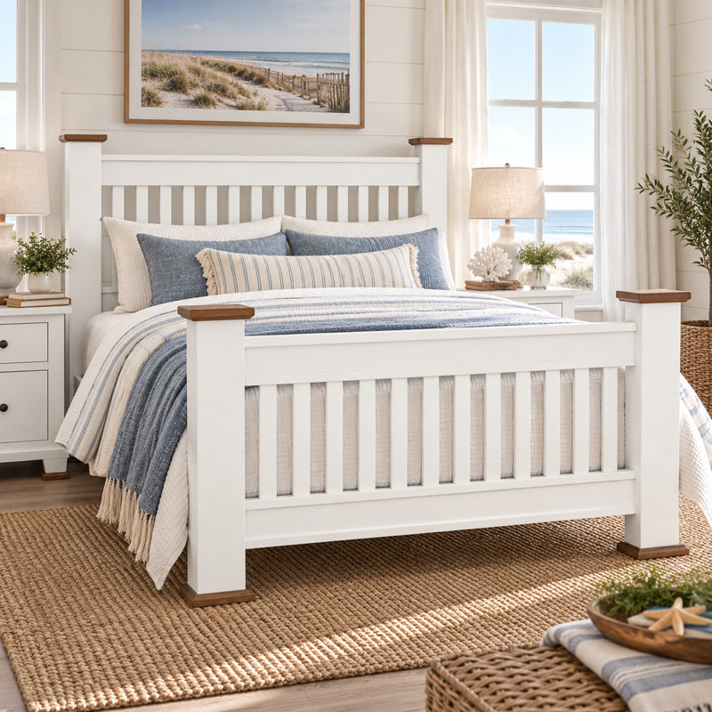 Grand lit en pin Ponderosa, Blanc, Grand