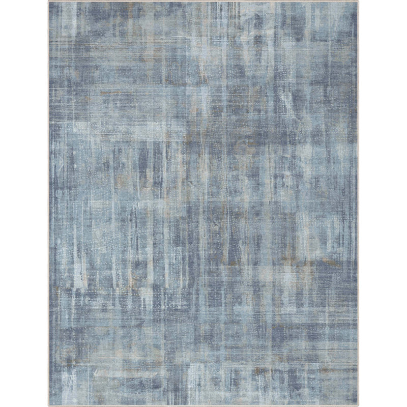 Tapis bleu tissé à plat Nuzzo Toronto, Rectangle 5 pi 3 po x 7 pi 3 po
