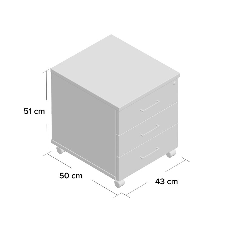 Impulse 43cm Wide 3 -Drawer Mobile File Cabinet, Maple